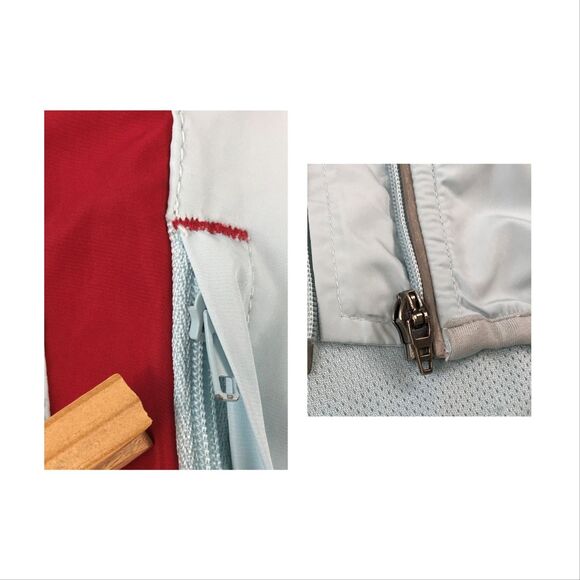 New Balance Womens Windbreaker Vest Medium Vented Training Zip Pockets Blue Red - Picture 12 of 12